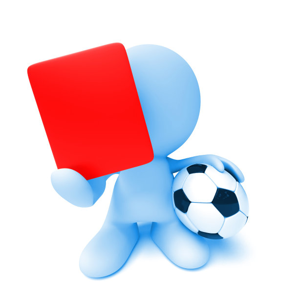 蓝色裁判持球出示红牌图片下载