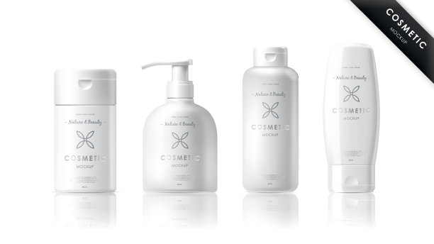 现实的瓶组。化妆品品牌模板图片下载