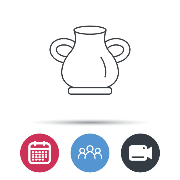 花瓶图标。装饰复古双耳罐标志。图片下载