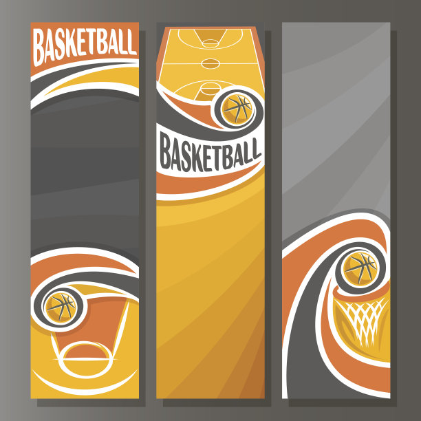 矢量垂直横幅篮球图片下载