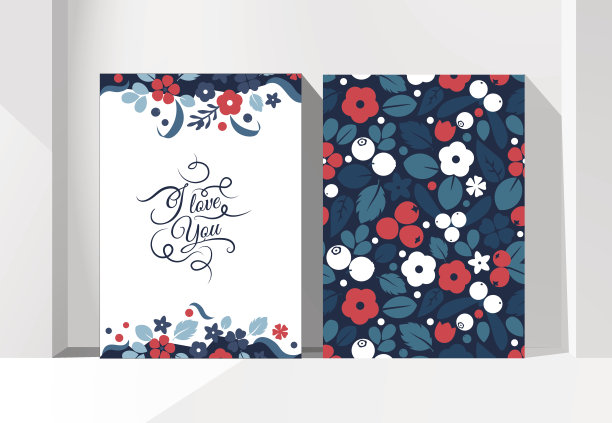 矢量扁花和浆果背景，创意色彩图案。图片下载