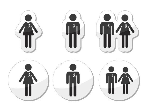 男人和女人佩戴意识丝带图标图片下载