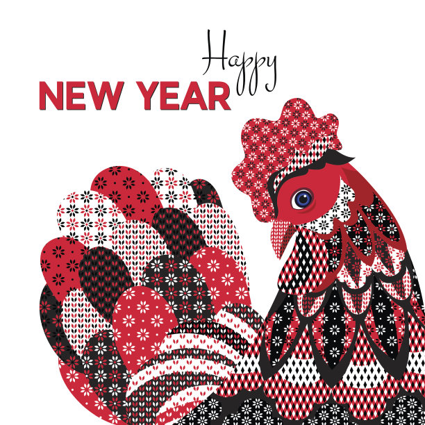 新年贺卡与粉红母鸡图片下载