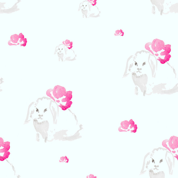 手绘水彩兔子图案图片下载