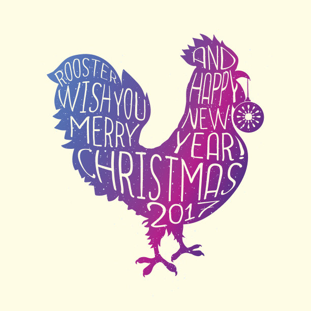 公鸡祝你圣诞快乐，新年快乐图片下载