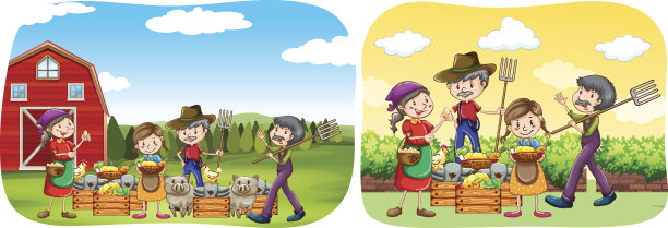 农场上的农民和产品图片下载