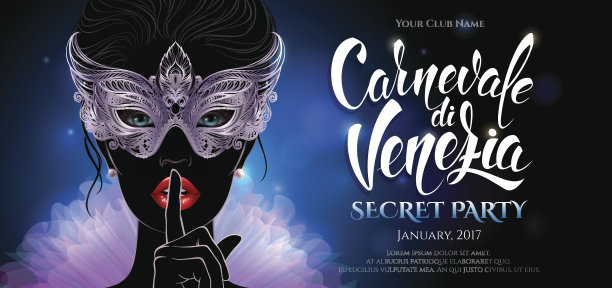 戴着金色狂欢节面具的神秘女士。图片下载