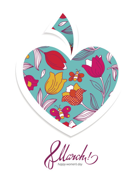 贺卡3月8日花心。图片下载