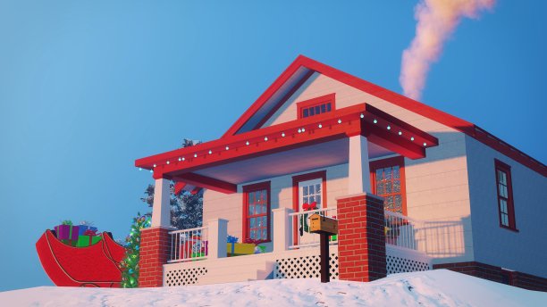 为圣诞节装饰的房子特写图片下载