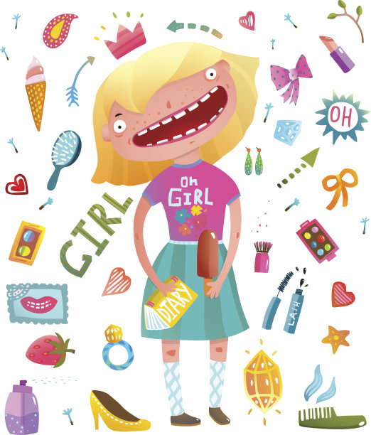 少女剪辑艺术收藏与少女和化妆品图片下载