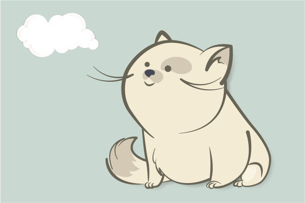 胖胖的白猫和抽象的云素材图片