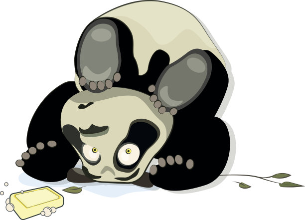 熊猫躺在他的头上图片下载