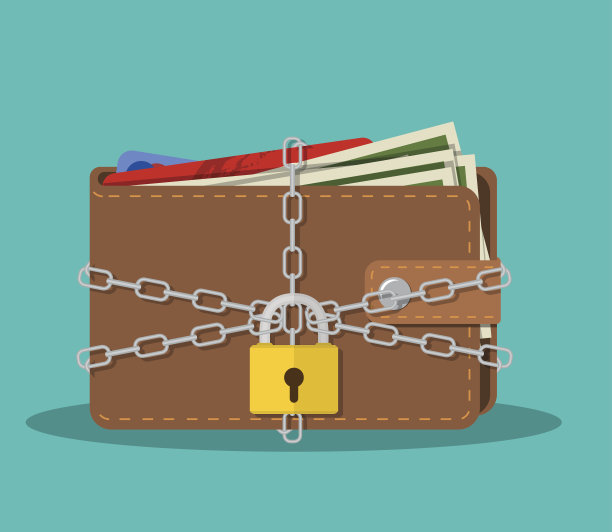 装有美元现金的棕色皮夹，素材图片