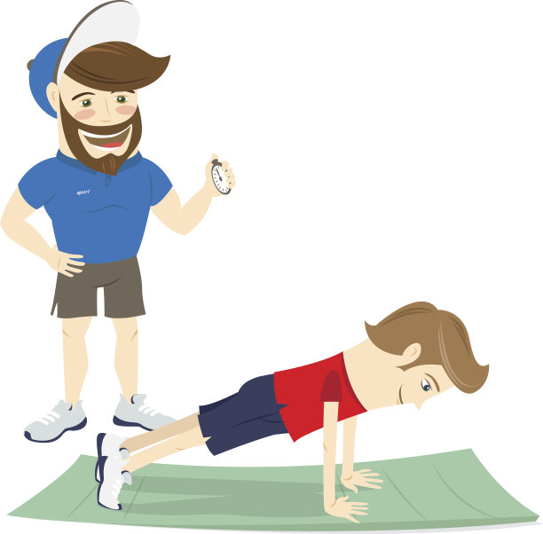 胡子健身私人教练教练和有趣的运动员图片下载