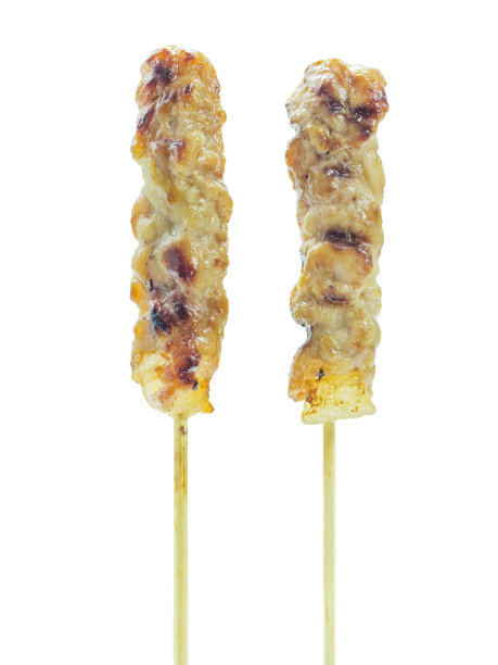 甜美的猪肉串烧烤开胃菜叫moo平图片下载