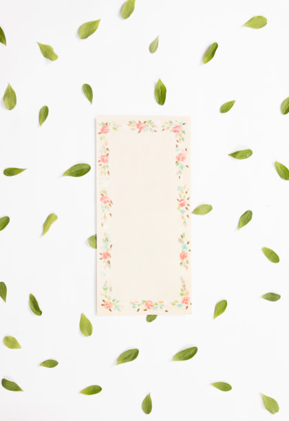 复古纸和绿叶图案图片下载