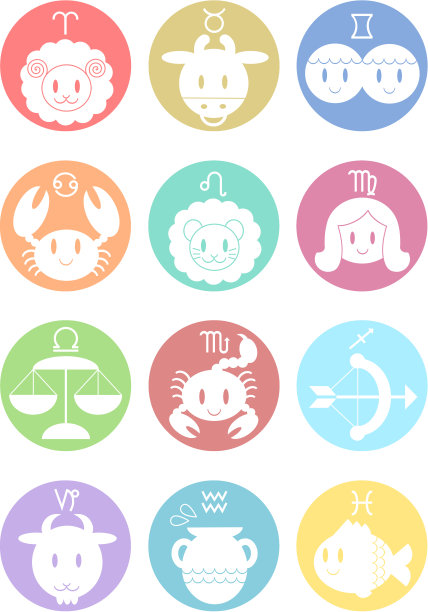 十二生肖插图(彩色)素材图片