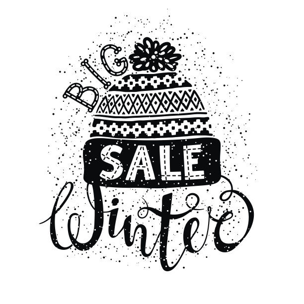 冬季特别横幅或标签与针织羊毛帽图片下载