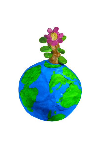 泥塑模型描绘拯救树木图片下载