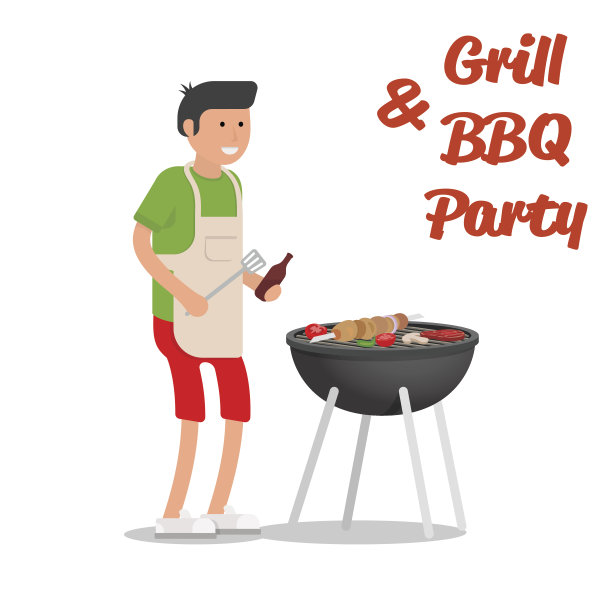 用烤架烤肉的男人。烧烤聚会。图片下载