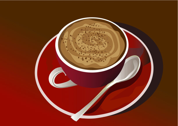 新鲜卡布奇诺，牛奶奶油和巧克力装饰图片下载