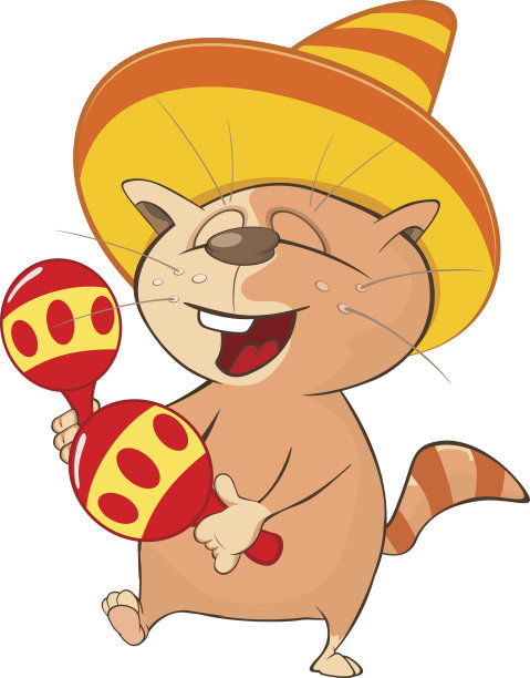 插图可爱的猫墨西哥卡通人物图片下载