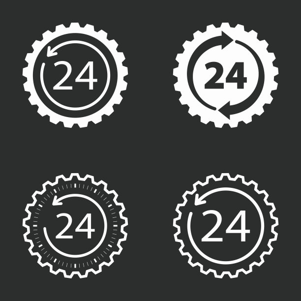 24小时服务 - 矢量图标图片下载