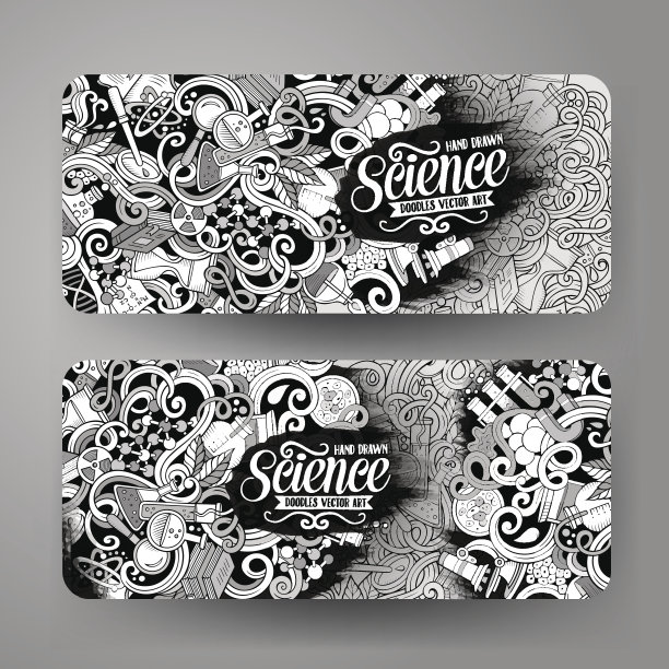 卡通矢量涂鸦科学横幅图片下载
