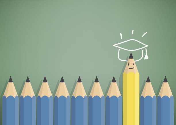 3、黄铅笔与毕业蓝铅笔相衬。图片下载