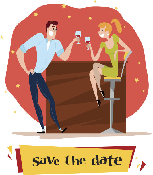 矢量约会夫妇平面插图。图片下载