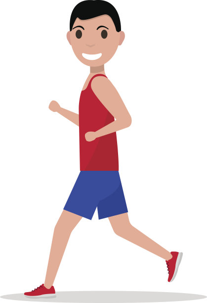 矢量卡通人跑步慢跑图片下载