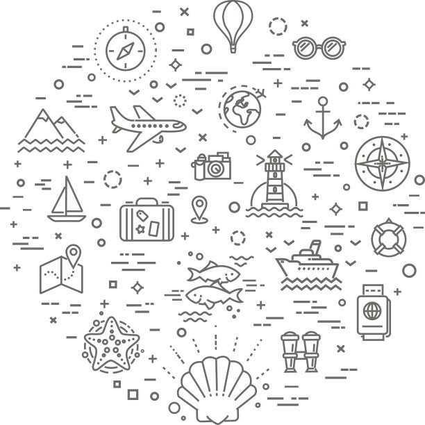 邮轮概念插图，线设计矢量模板图片下载