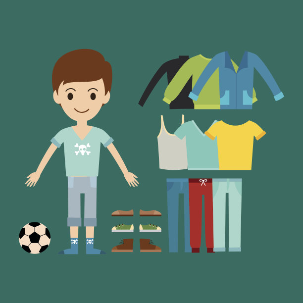 漂亮的卡通时尚男童服装构造矢量图图片下载