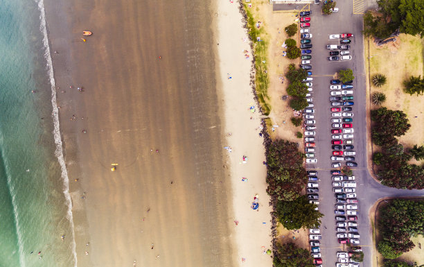 Orewa海滩鸟瞰图。图片下载