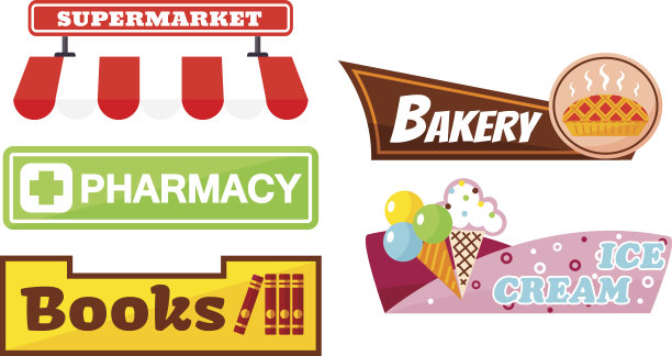 商店招牌矢量插图。图片下载