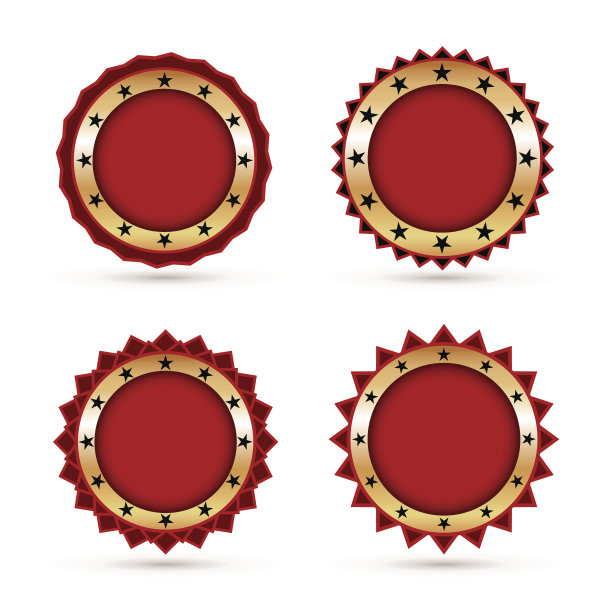复古红色标签模板集。图片下载
