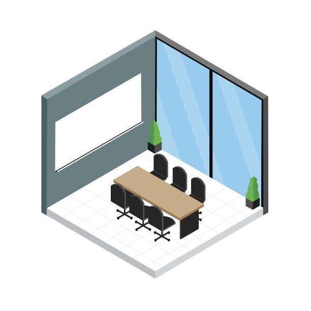等距会议室矢量设计。图片下载