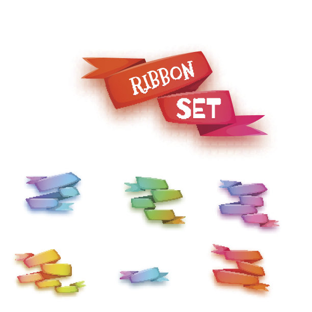 向量设置的曲线丝带纸横幅图片下载