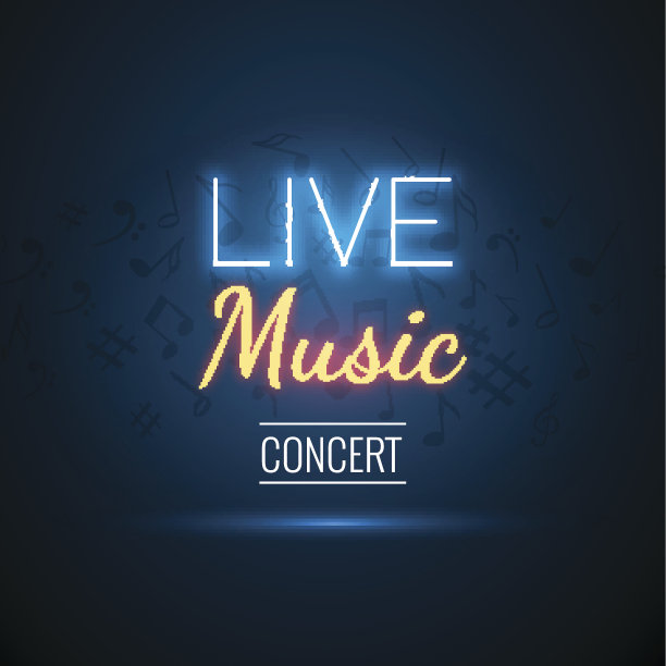 霓虹灯Live Music Concert Acoustic Party海报背景模板图片下载