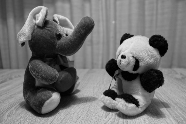 长毛绒大象和泰迪熊图片下载