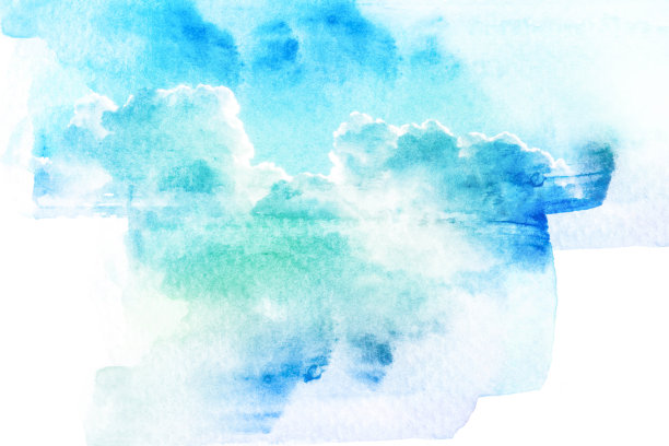 天空与云的水彩插图。图片下载