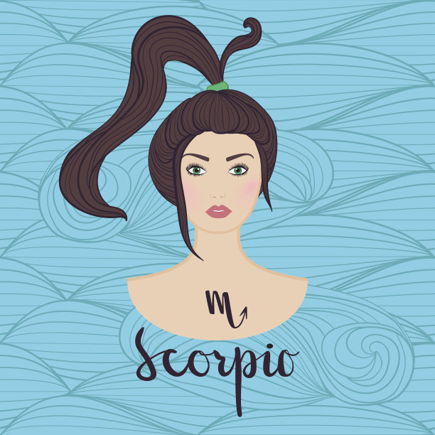 天蝎座作为一个美丽的女孩星座的插图。图片下载