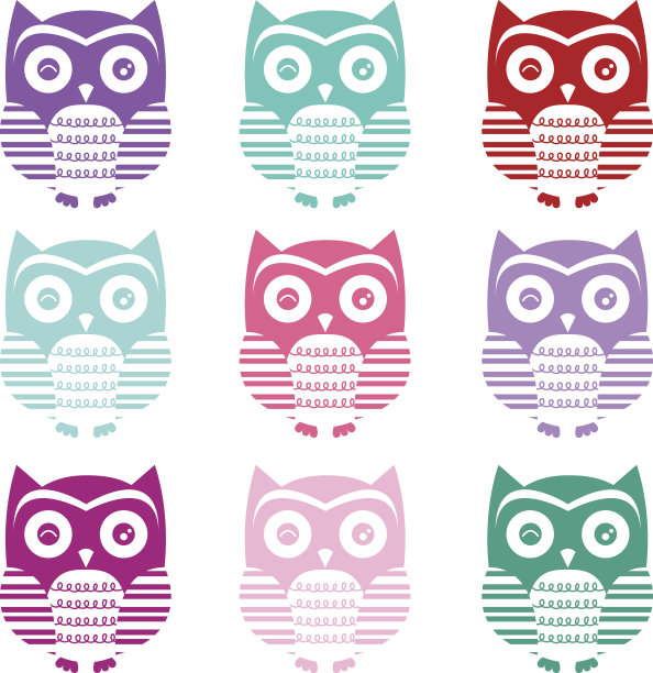 可爱猫头鹰剪影系列图片下载