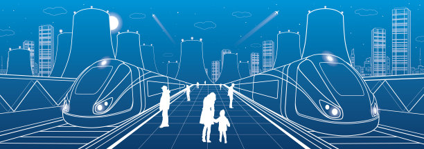 火车站，人们等火车，发电厂图片下载