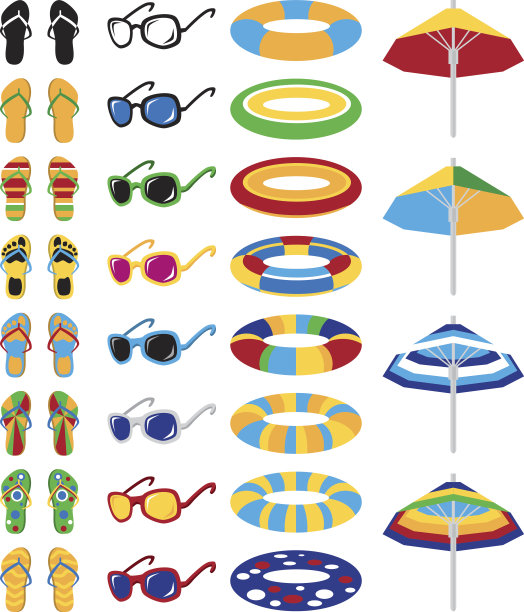 彩色的海滩图标图片下载