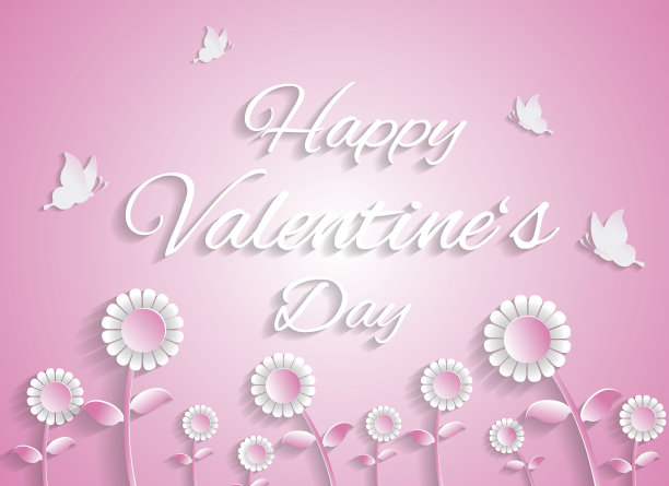 情人节快乐，粉色背景上的文字图片下载