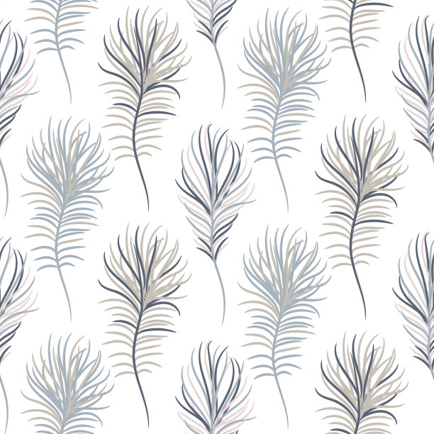 鸟粉蓝色无缝矢量图案。素材图片