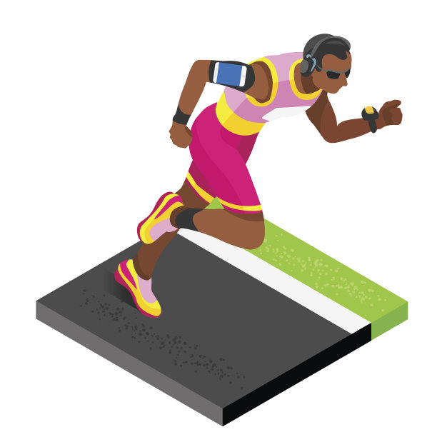 马拉松运动员的健身工作的等距矢量图像图片下载