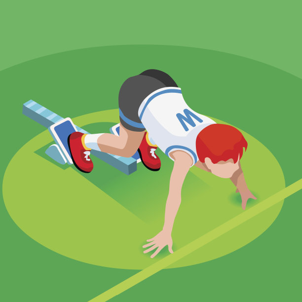 跑步起跑线儿童马拉松3D等距矢量图像图片下载