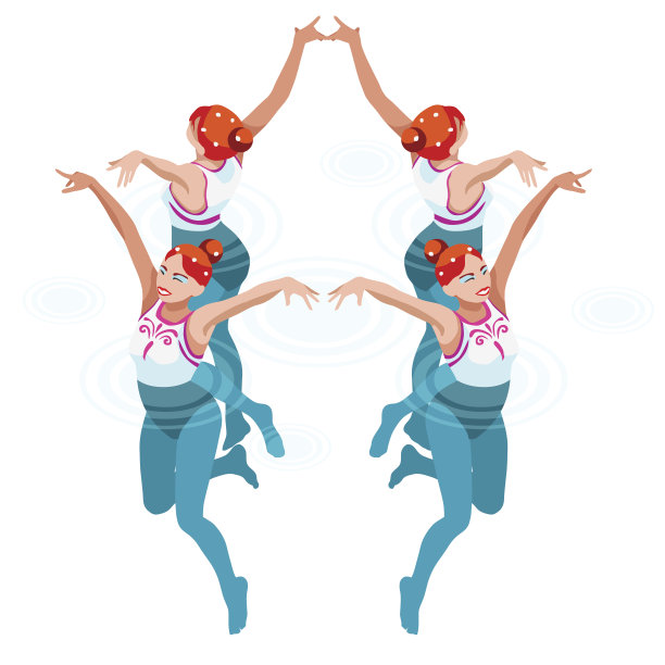 同步游泳运动3D矢量插图图片下载